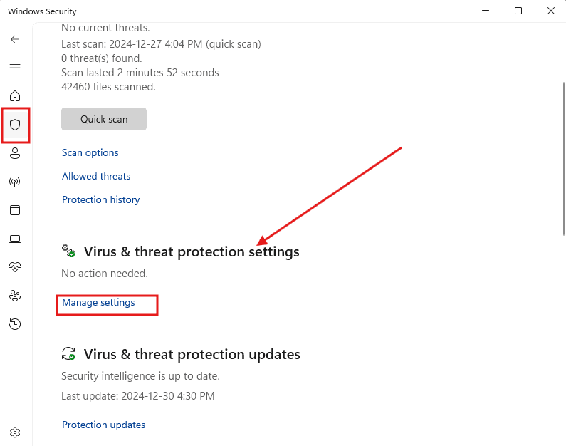 virus and threat protection settings virus and threat protection settings